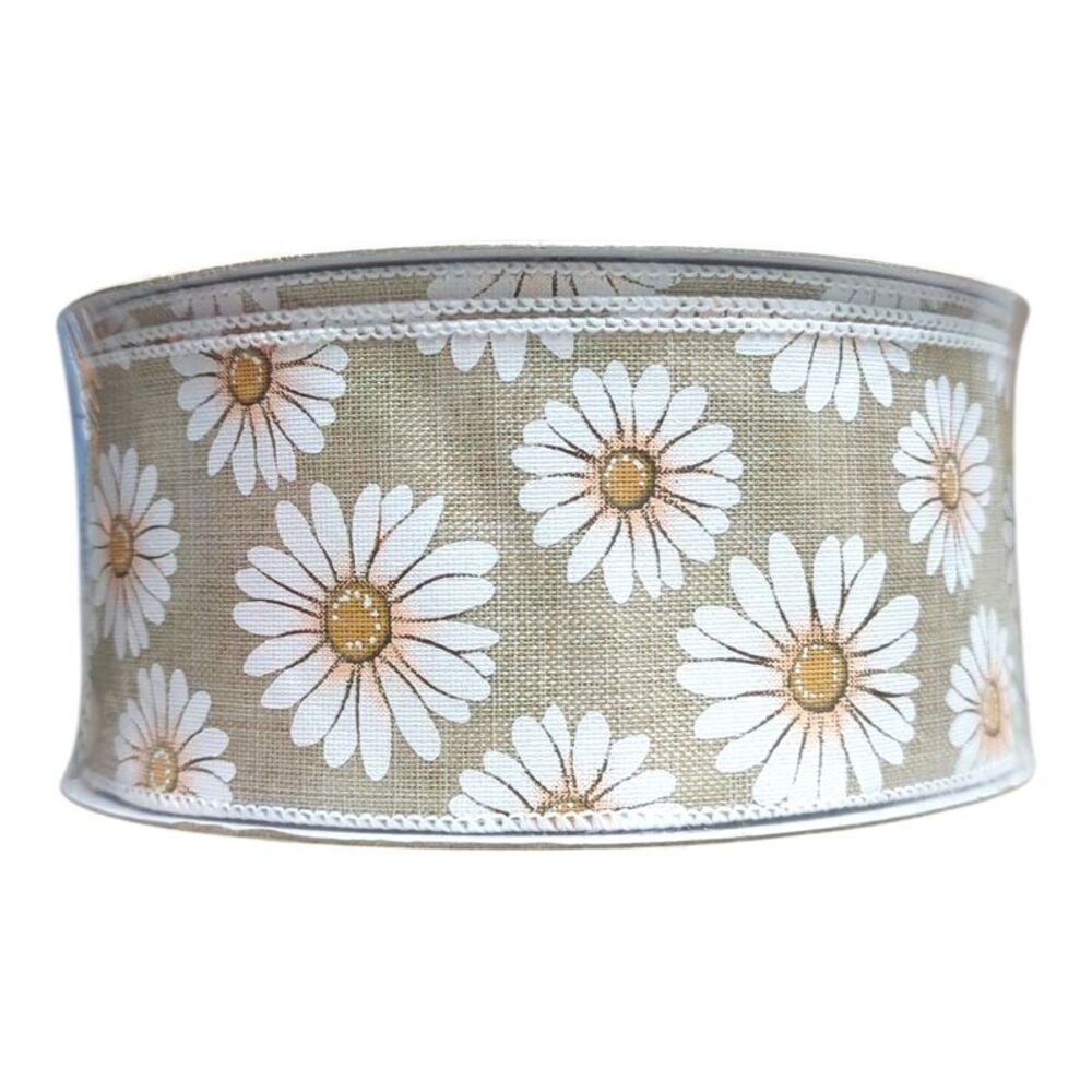 Member's Mark Premium Wired Edge Spring Ribbon, 2.5in x50Yds - Daisy